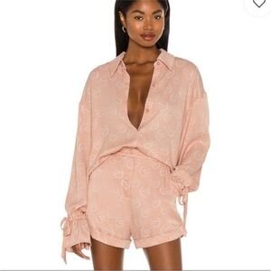 NWT Camila Coelho x Revolve Sintia Oversized Long Sleeve Shirt in Blush